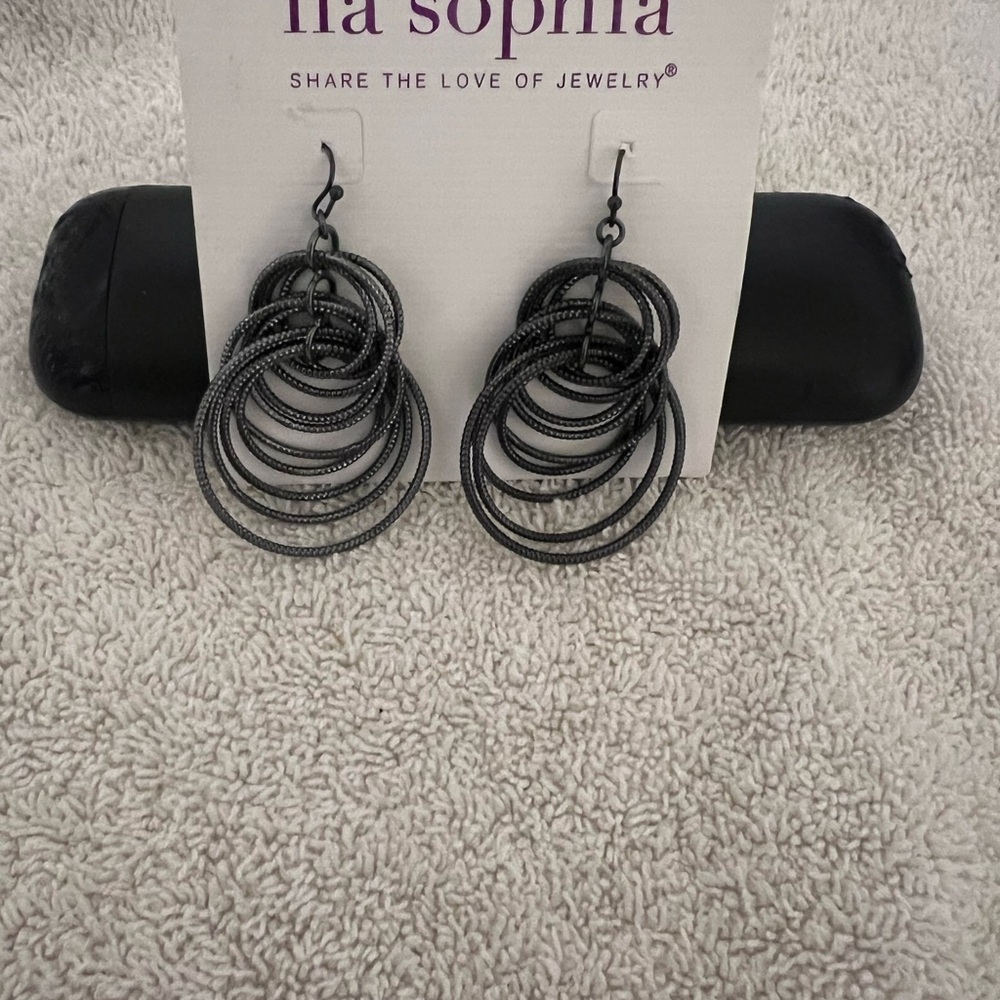 Lia Sophia Black Multi-Hoop Earrings